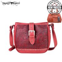 TR24G-L8360 Montana West Trinity Ranch Buckle Design Concealed Handgun Collection Handbag-Red