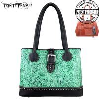 TR24G-L8563 Montana West Trinity Ranch Tooled Design Concealed Handgun Collection Handbag-Turquoise