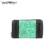 TR25-W003 Montana West Trinity Ranch Tooled Design Wallet-Black