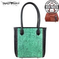 TR25G-8561 Montana West Trinity Ranch Tooled Design Concealed Handgun Collection Handbag-Black