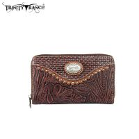 TR26-W003 Montana West Trinity Ranch Tooled Design Wallet-Brown