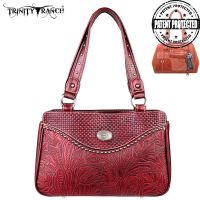 TR26G-L8247 Montana West Trinity Ranch Tooled Design Collection Handbag-Red