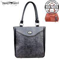 TR26G-L8561 Montana West Trinity Ranch Tooled Design Concealed Handgun Collection Handbag-Black