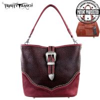 TR31G-116 Trinity Ranch Buckle Design Concealed Handgun Collection Handbag-Burgundy