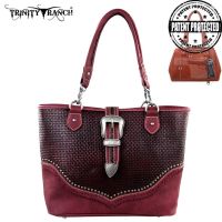 TR31G-8014 Trinity Ranch Buckle Design Concealed Handgun Collection Handbag-Burgundy