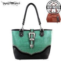 TR31G-8014 Trinity Ranch Buckle Design Concealed Handgun Collection Handbag-Black