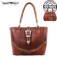 TR31G-8014 Trinity Ranch Buckle Design Concealed Handgun Collection Handbag-Brown