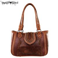 TR32-8248 Trinity Ranch Tooled Design Collection Handbag-Brown