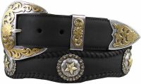 Abilene Cowhide Leather Star Berry Concho Western Belts by Diamond V Texas Star