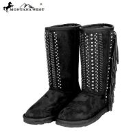 BST-035 Montana West Fringe Collection Boots Black