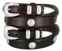 Buffalo Nickel & Indian Nickel Concho Leather Western Ranger Belt