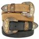 Cowboy Western Antique Buckle Edge Stitch Western Leather Belts by Diamond V Texas Star