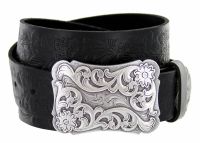 Cowtown Western Tooled Full Grain Leather Belt by Diamond V Texas Star