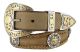 Gold Christian Cross Leather Western Concho Belt by Diamond V Texas Star