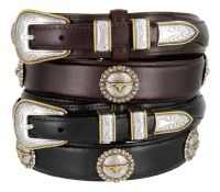 Gold Longhorn Steer Ranger Western Belt by Diamond V Texas Star