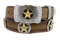 Gold Star Concho Western Belt by Diamond V Texas Star
