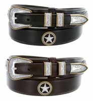 Gold Star Men's Western Ranger Belt by Diamond V Texas Star