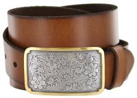 Golden Denver Casual Full Grain Leather Western Belt By Diamond V Texas Star