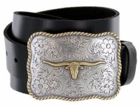 Golden Longhorn Western Belt by Diamond V Texas Star