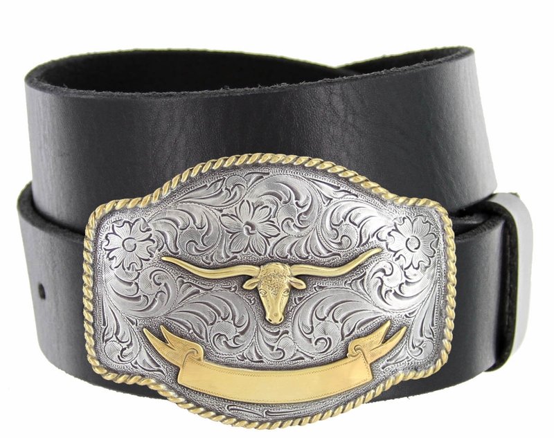 El Paso Western Trophy Buckle Full Grain Leather Casual Western Belt