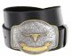 Gold Longhorn Trophy Full Grain Leather Western Belt by Diamond V Texas Star