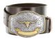 Gold Longhorn Trophy Full Grain Leather Western Belt by Diamond V Texas Star