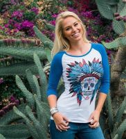 Sweet Sugar Skull Burnout Baseball by Original Cowgirl Clothing Co  T-1631