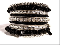 Black Onyx Rhinestone Chip Bangle J-2106