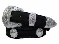 La Grange Silver Berry Conchos Western Leather Belt by Diamond V Texas Star