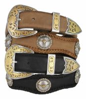 Laredo Longhorn Steer Berry Concho Western Belts by Diamond V Texas Star
