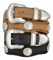 Oregon Trail Coin Western Concho Belt by Diamond V Texas Star