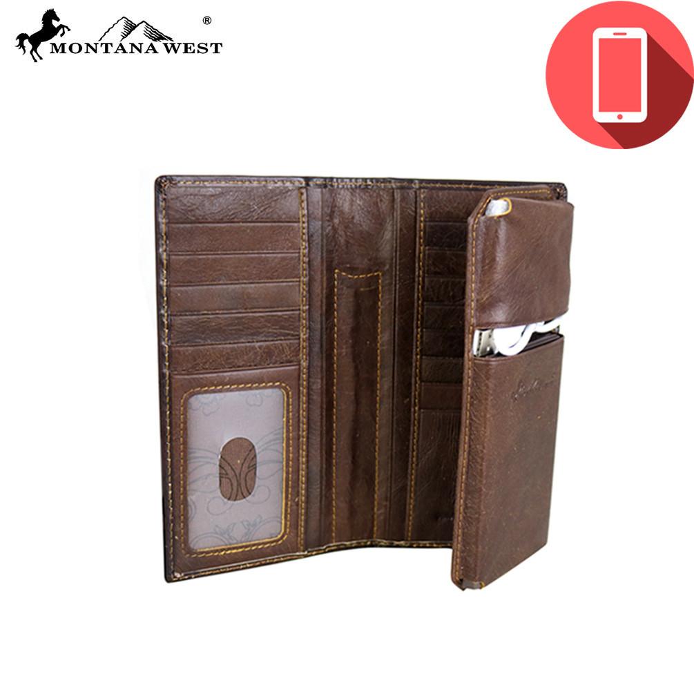 Genuine Tooled Leather Collection Phone Charging Men&#39;s Wallet PWL-W005