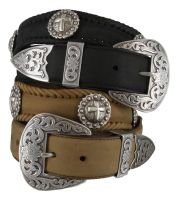 Silver Cross Berry Concho Western Belts by Diamond V Texas Star