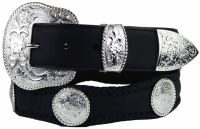 Silver City Western Concho Leather Belt by Diamond V Texas Star
