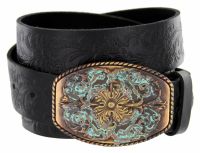 Southwestern Full Grain Leather Jean Belt Diamond V Texas Star