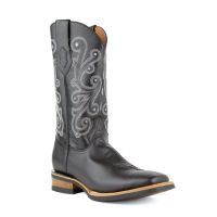 French Calf Leather Square Toe Western Boots | Ferrini Boots - Ferrini USA (Ferrini Sizes: 8D, Ferrini Colors: Black)