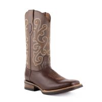 French Calf Leather Square Toe Western Boots | Ferrini Boots - Ferrini USA (Ferrini Sizes: 8D, Ferrini Colors: Chocolate)