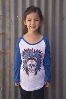 Sweet Sugar Skull Burnout Baseball Youth by Original Cowgirl Clothing Co  TY-207 (Bonanza  Sizes: 2T)